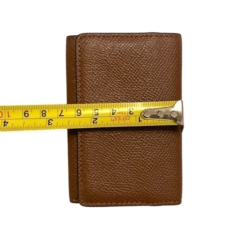 Coach brown textured leather key card hold mini wallet